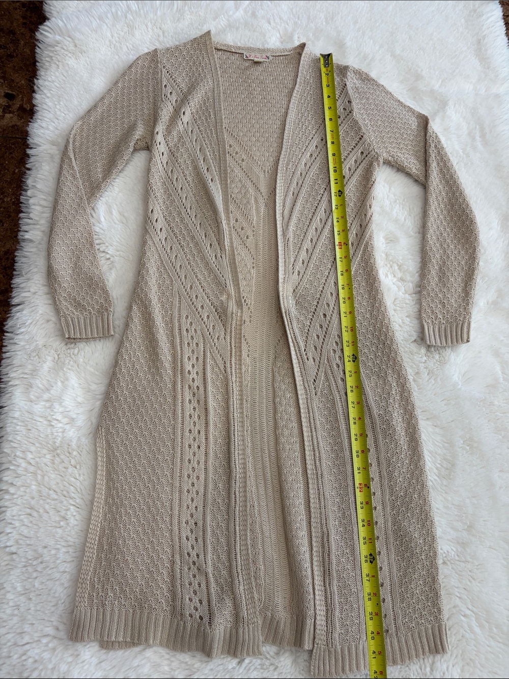 It’s Our Time,Size M,Women’s Cream Openfront Knit Cardigan Sweater - Picture 12 of 15